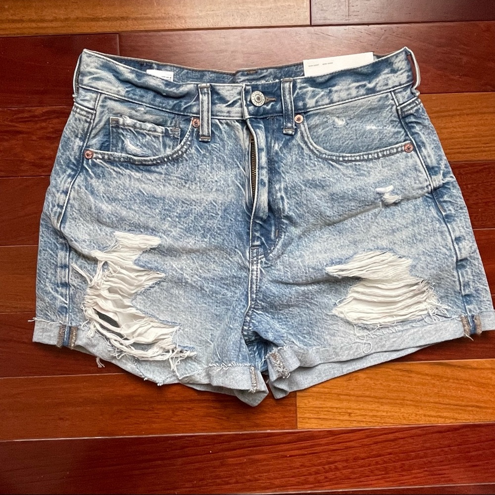 American Eagle Distressed Denim Mom Shorts